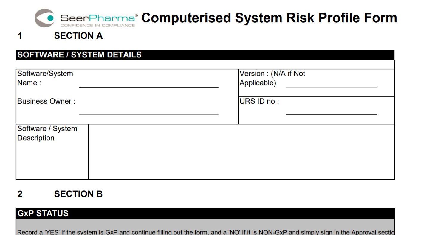 CSV Risk Assessment Form Form