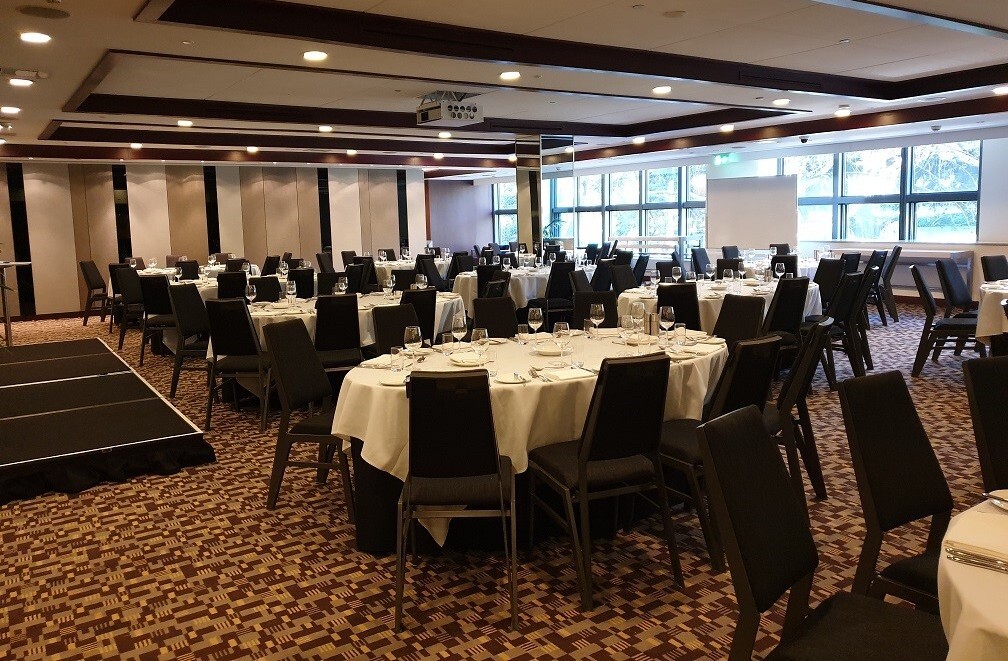 Times on the Park room with open ended tables at Sheraton Grand Sydney Hyde Park